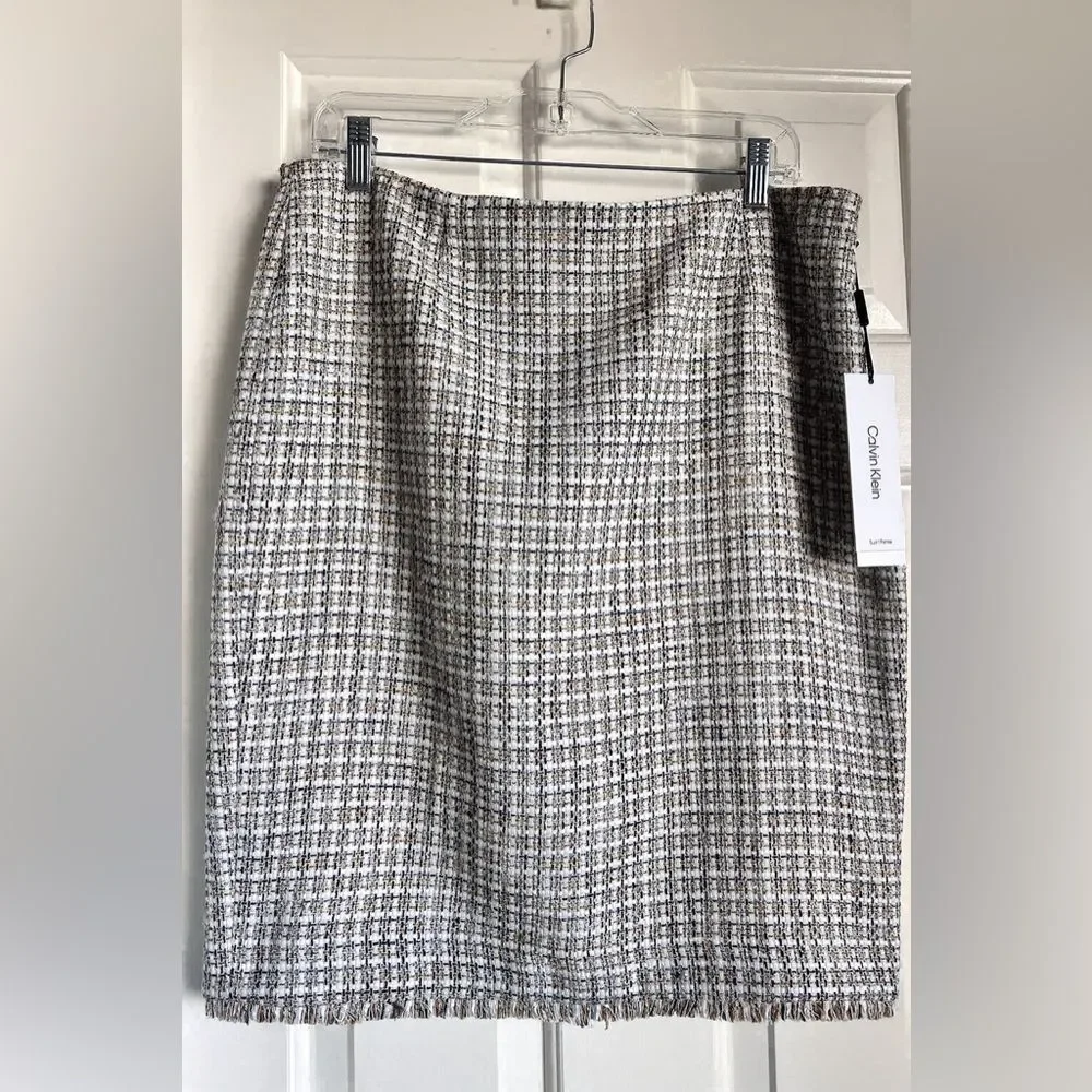 Calvin‎ Klein Tweed Skirt - Black and White Size: 14P